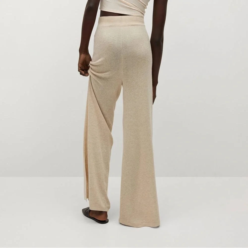 MANGO Knitted Linen Blend Slit‎ Hem Drawstring Pants